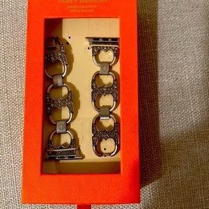 NIB Tory Burch Double T Pavé Link Apple Bracelet Band, 38mm/40mm